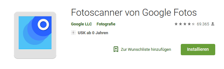 Fotoscanner von Google Fotos